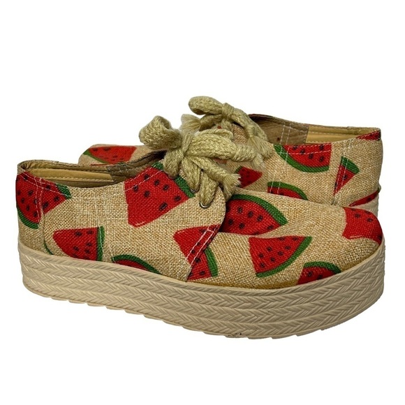 Cute Watermelon Canvas Platform Sneakers - Picture 1 of 16